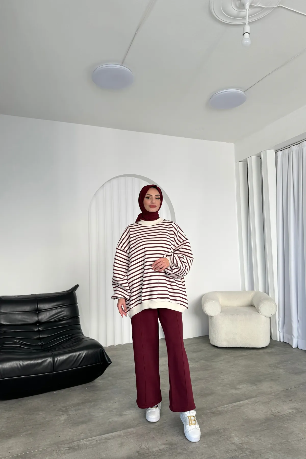 Lenora Şardonlu Çizgili Takım