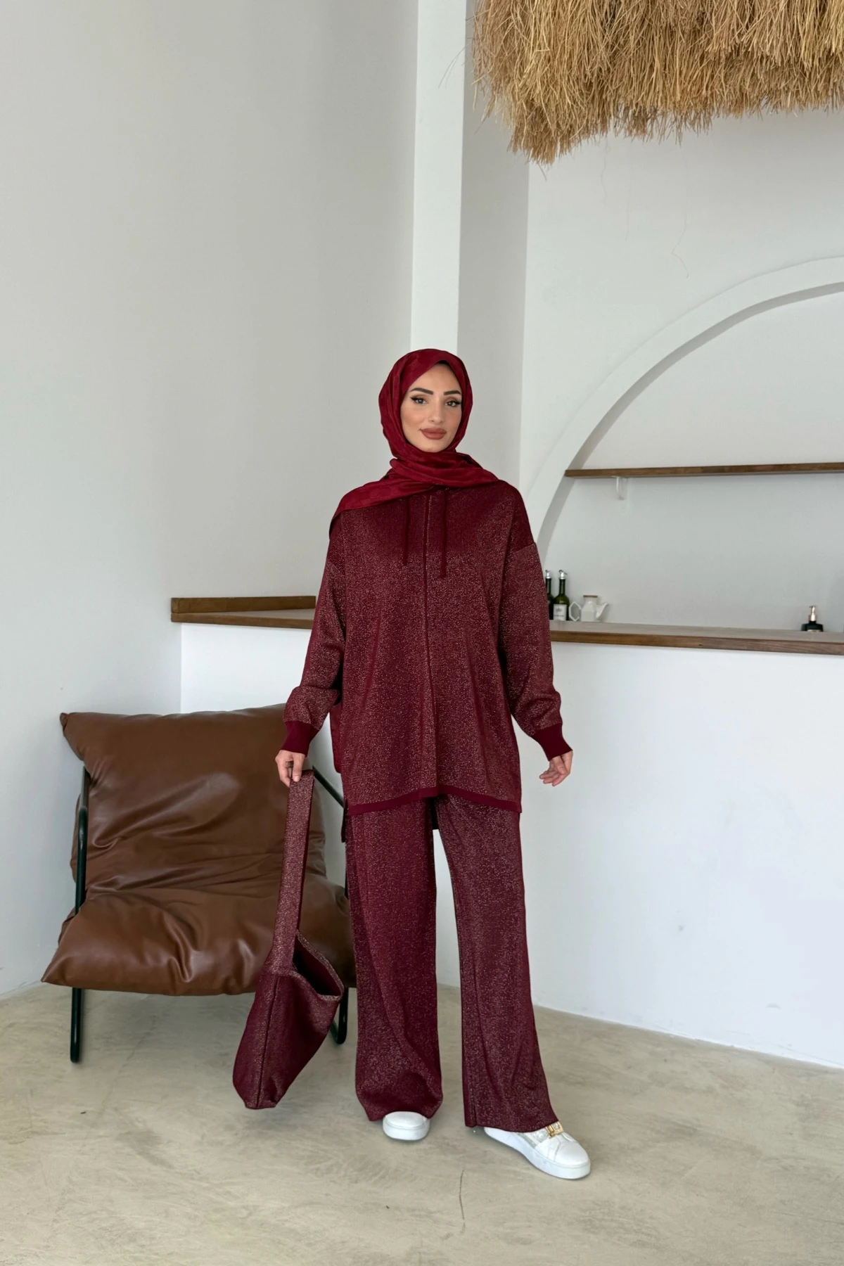 Eşay Simli Triko Takım | Bordo