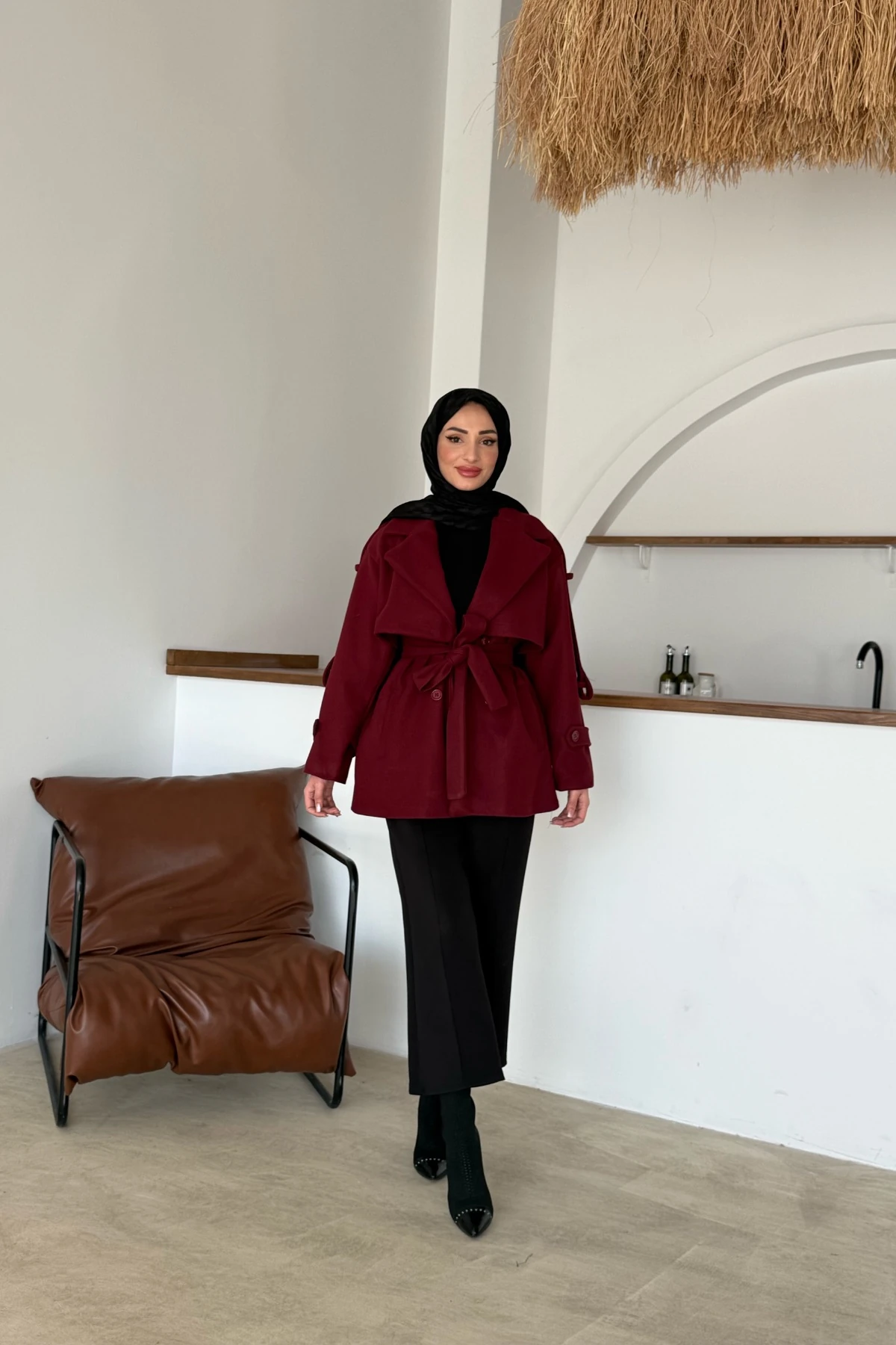 Aktan Kaşe Ceket | Bordo